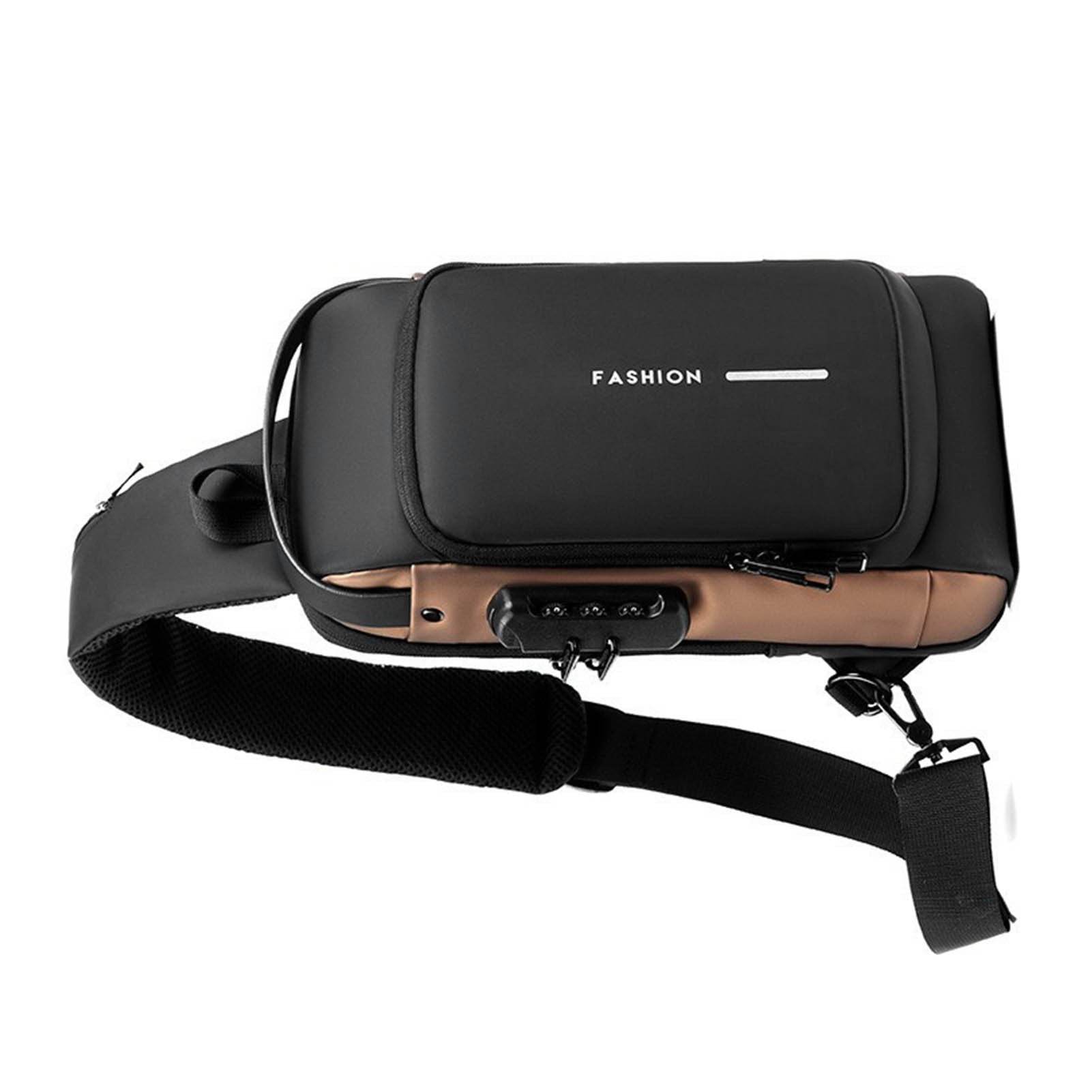Password Sling Backpack Anti Theft Multifunctional Cycling Chest Bag for Motorcycle Men Black and Gold - Mubimart