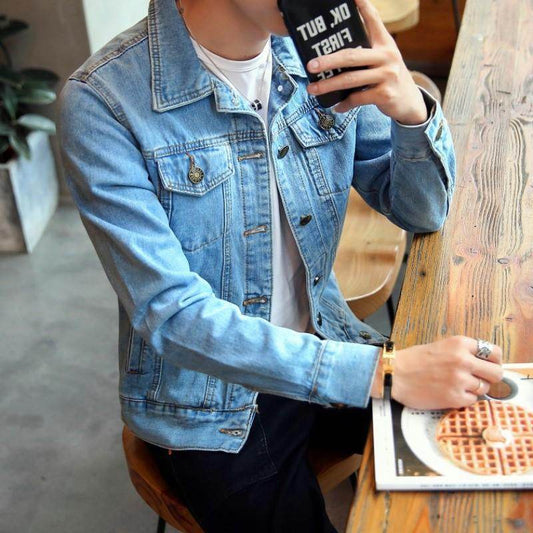 Denim Jacket Lovers Motorcycle Trendy Youth Denim Jacket - Mubimart