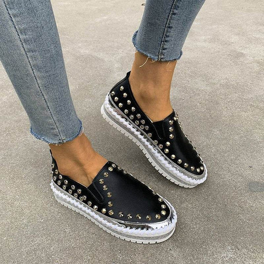 Fashion Rivet Shoes Flat Sneakers Women - Mubimart