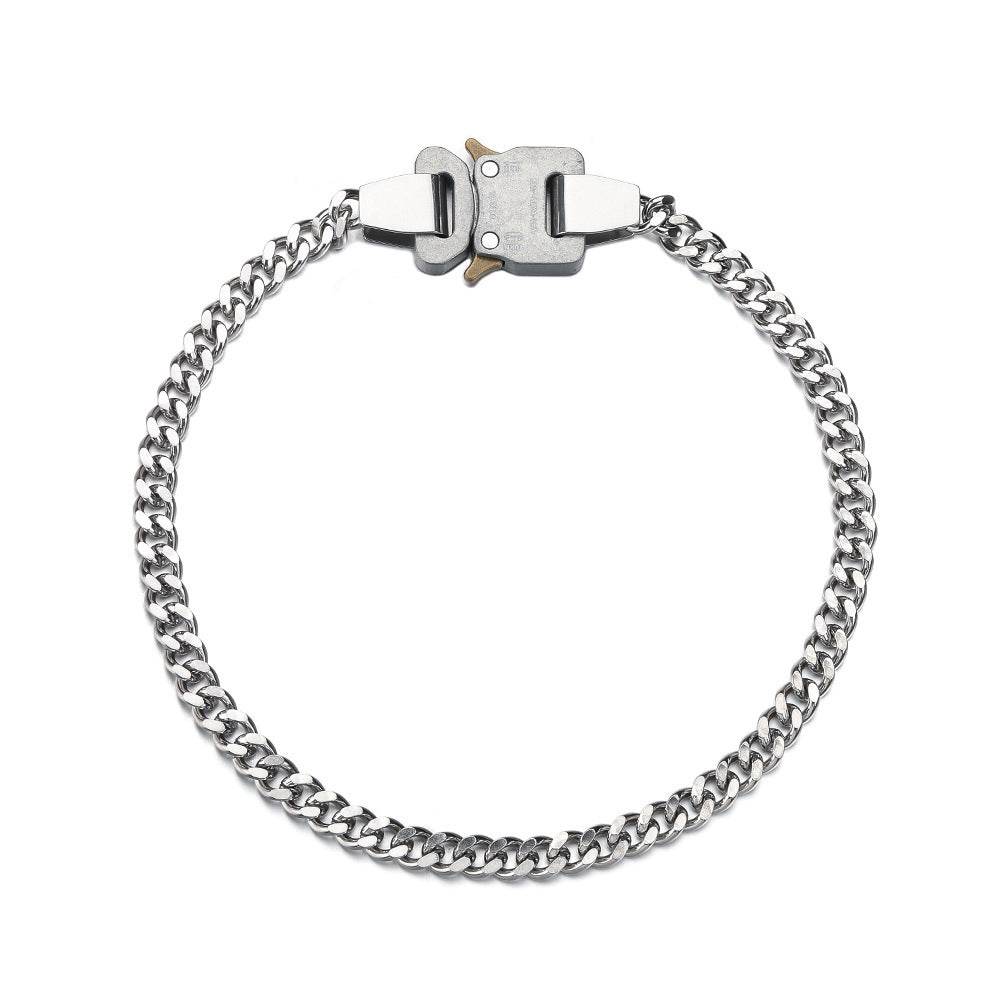 Mens Fashion Metal Clasp Necklace Collarbone Chain - Mubimart