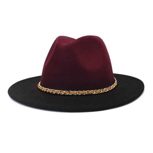 Painted Woolen Fedora British Ladies Broad-brimmed Hat - Mubimart