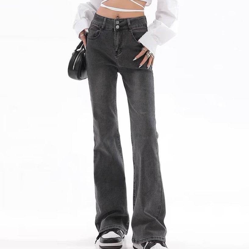 Retro American Slightly Flared Jeans Women - Mubimart