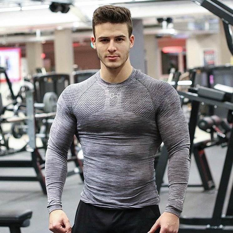 Workout Exercise T-shirt High Elastic Tights Long Sleeve Bottoming Shirt - Mubimart