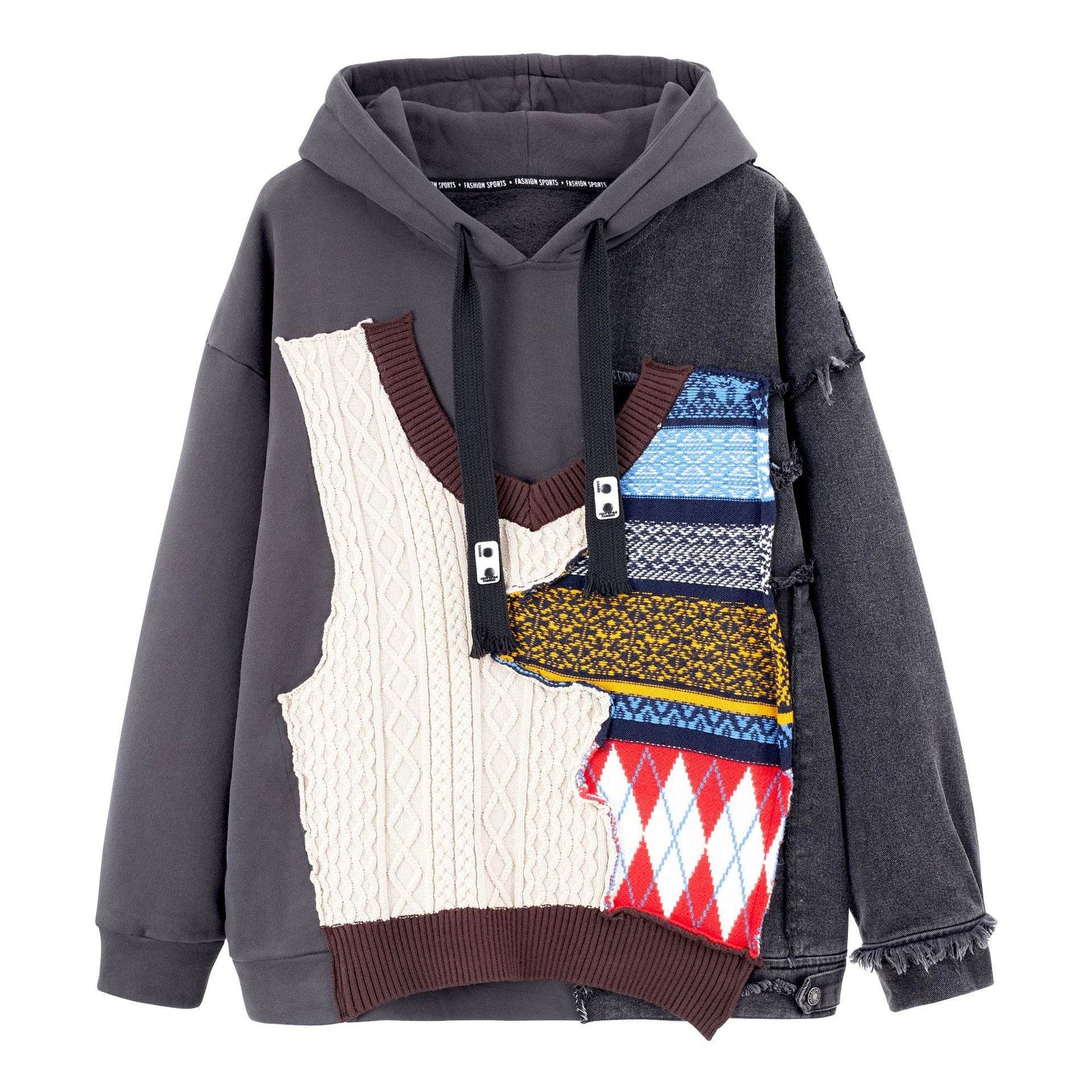 Plus Size Pullover And Fleece Sweater Loose Hooded Coat - Mubimart