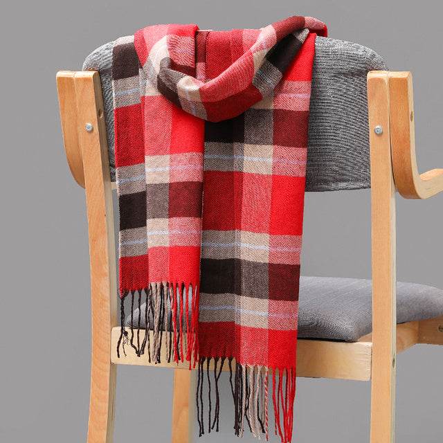 Mens And Girls Neckwear Cashmere Check Childrens Scarf - Mubimart