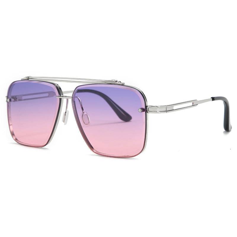 Mens Fashion Double Beam Cut Edge Sunglasses - Mubimart