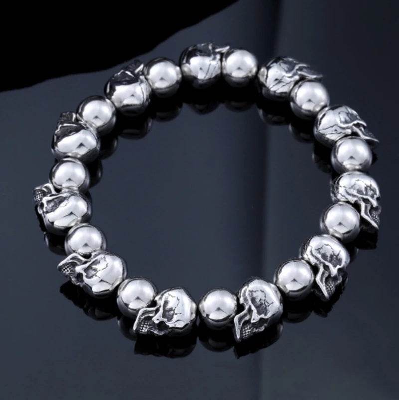 Mens Fashion Simple Titanium Skull Bracelet - Mubimart