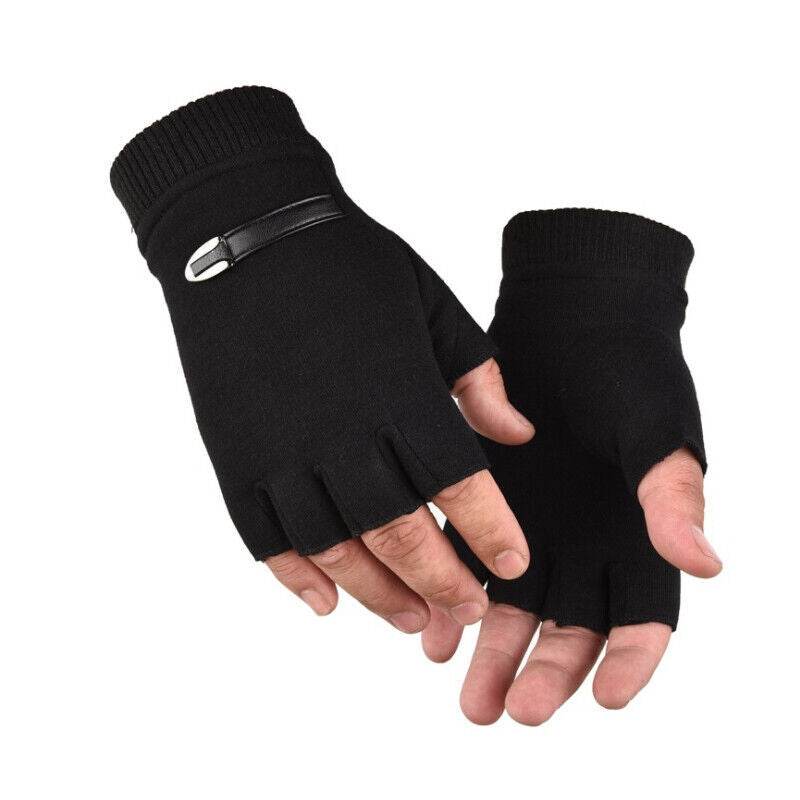 Mens Fingerless Gloves Magic Half Finger Winter Typing Touch Thermal Gloves Gift - Mubimart