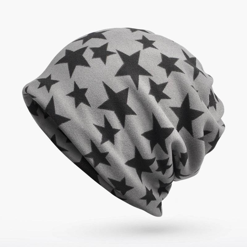 3 in 1 Ring Scarf For Women Men Beanies Hats With Pentagram Pattern Double Layer Hip Hop Hedging Cap Lining With Velvet - Mubimart