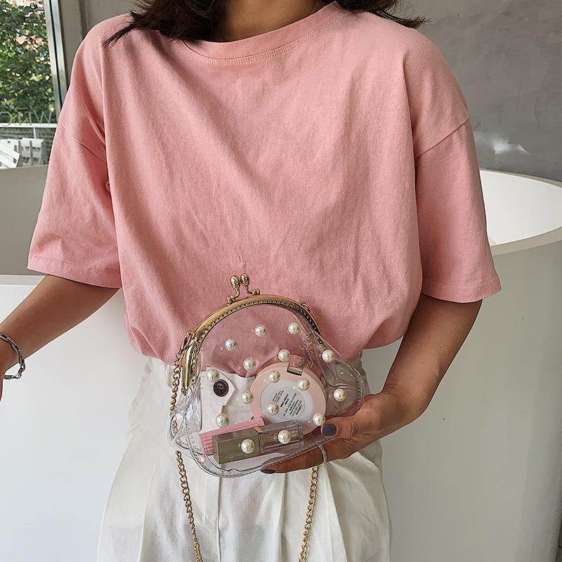 Pearl Jelly Chain Messenger Bag Women - Mubimart