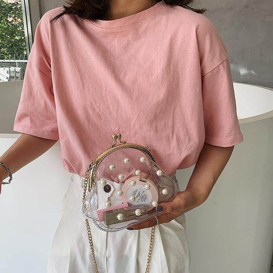 Pearl Jelly Chain Messenger Bag Women - Mubimart