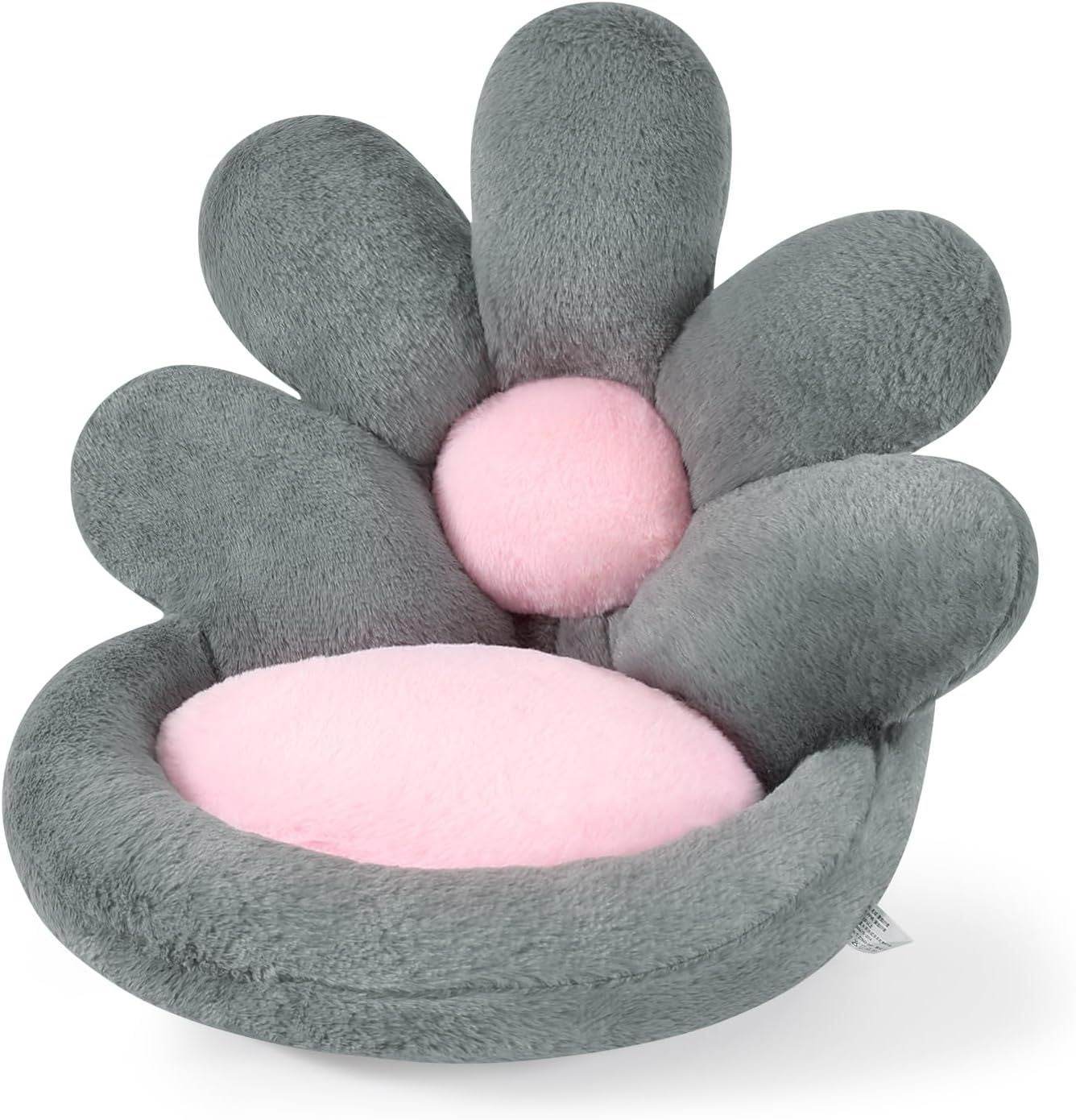 Round Nesting Cat Scratching Board Pet Nest Mat Flower Shape Seat Cushion Comfy Kawaii Gaming Chair Cushions 19 Inch Lazy Sofa Office Floor Pillow Cute Stuff For Gamer Bedroom Decor Grey - Mubimart