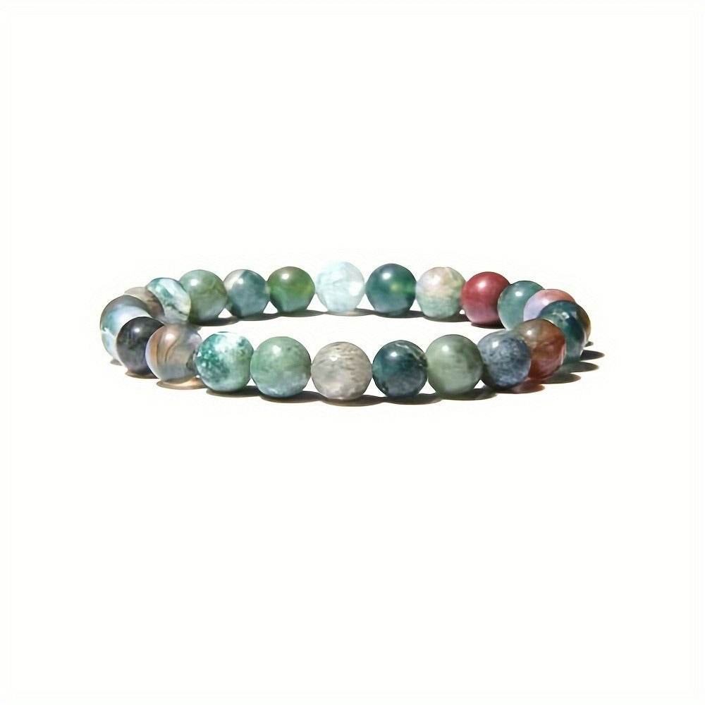 Natural Indian Agate Bracelet 6-12mm Women Men Bracelet - Mubimart