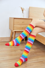 Cotton Colorful Tube Socks Knee Length Rainbow - Mubimart -  