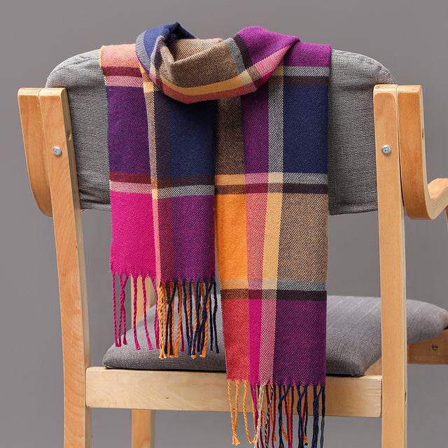 Mens And Girls Neckwear Cashmere Check Childrens Scarf - Mubimart