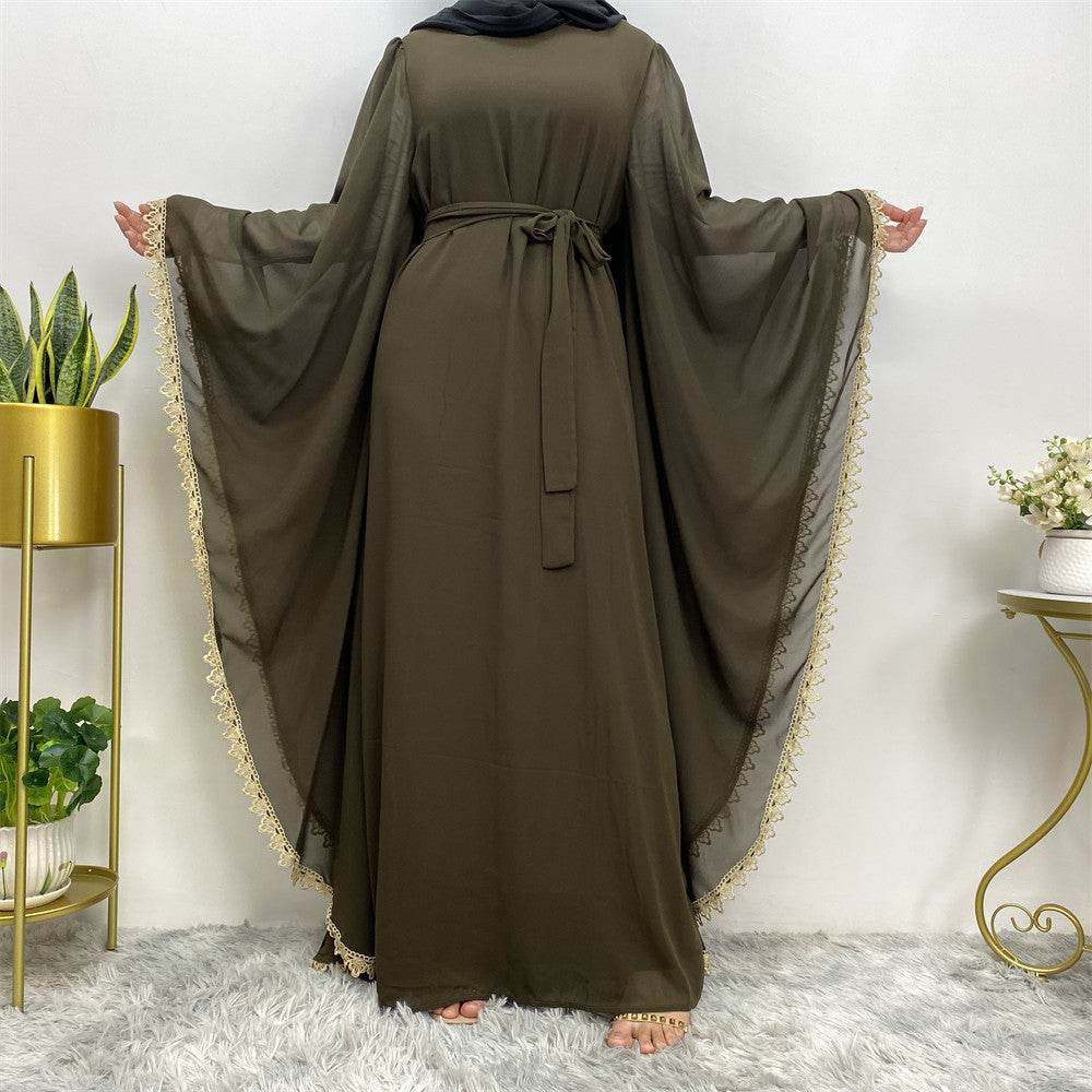 Long Sleeved Robe With Loose Lace Up Stitching For Women - Mubimart