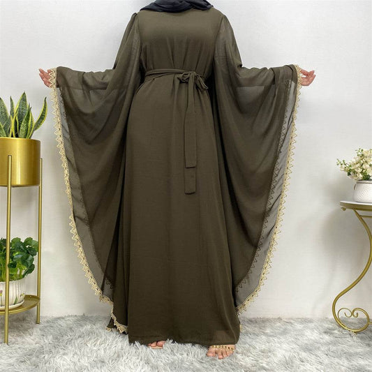 Long Sleeved Robe With Loose Lace Up Stitching For Women - Mubimart