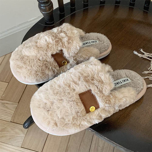 Warm Baotou Cotton Slippers For Women - Mubimart