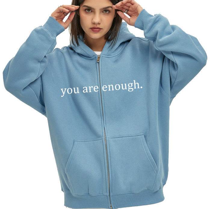 Hoodies Plus Size Sweatshirt Casual Drawstring Zipper Clothes - Mubimart