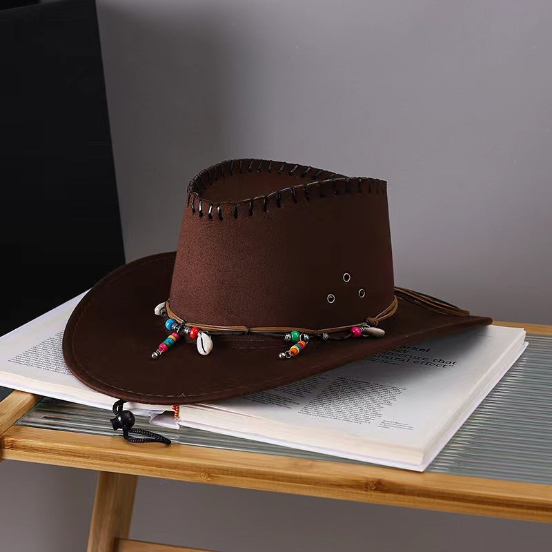 Western Cowboy Hat Men's And Women's Gem Chain Fedora Hat