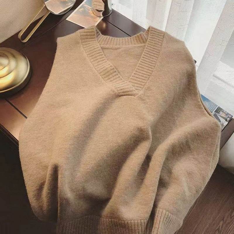 Inner Wear Sleeveless Knit Vest Collar Sweater Vest For Women - Mubimart
