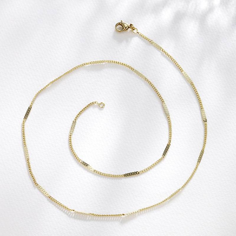 Side Pressure Sequins Copper Alloy Necklace European And American Simple Bone Chain Choker Women - Mubimart