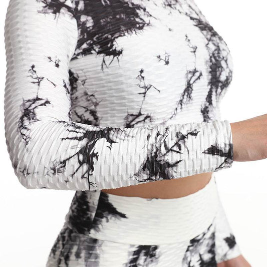 Jacquard Workout Clothes Hollow Sports Top - Mubimart
