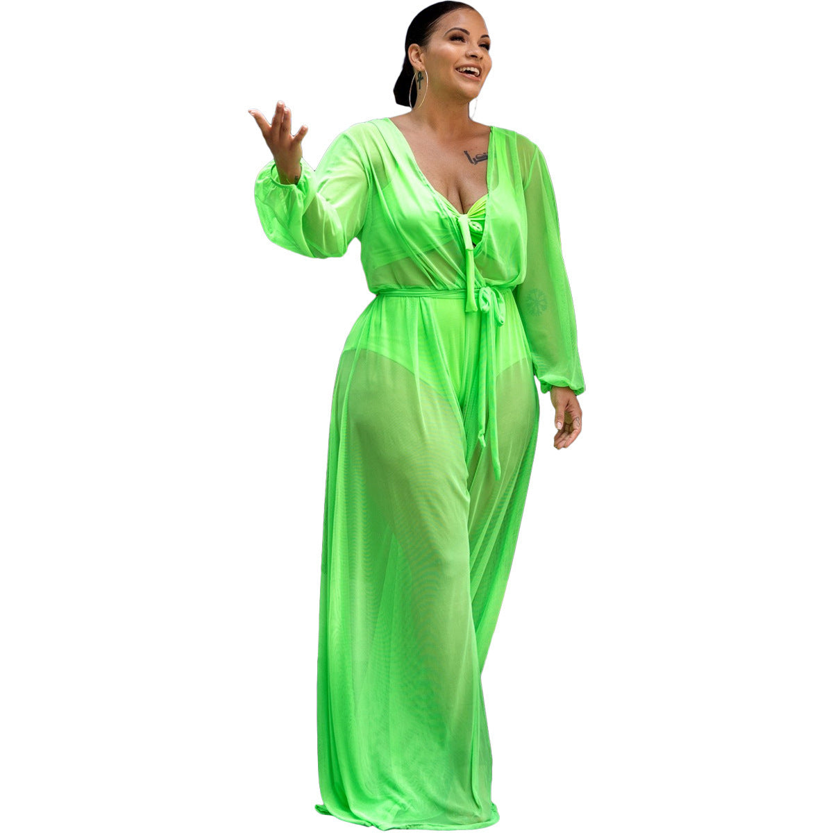 Women's Sheer Mesh Plus Size Women's Jumpsuit - Mubimart -  