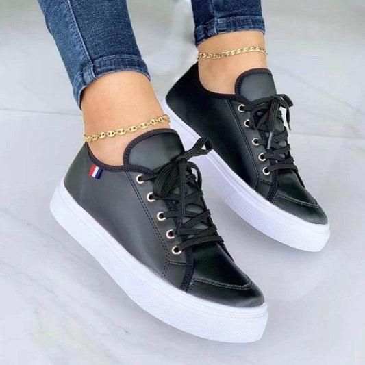 Lace-up Flats Slip On Sneakers Walking Shoes - Mubimart