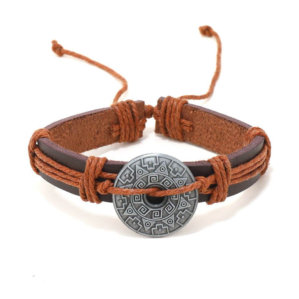 Mens Fashion Casual Multi-layer Leather Bracelet - Mubimart