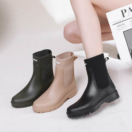 Women's Rain Waterproof Rain Anti-slip Rain Boots - Mubimart