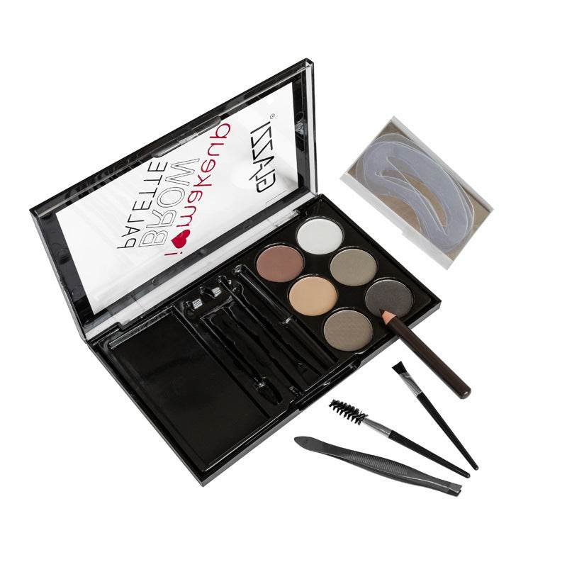 Natural Brown Eyebrow Powder Palette Eye Contour Enhancers Eye Brows Shadow Stamp Shaping Waterproof Makeup Kit With Brush - Mubimart