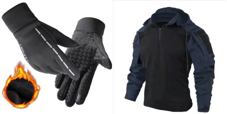 Outdoor gloves for men and women all fingers plus velvet gloves - Mubimart