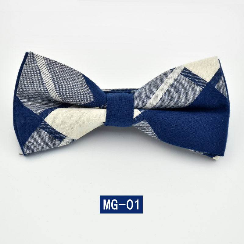 Cotton Bow Tie Men's Wedding Groom Plaid Bow - Mubimart