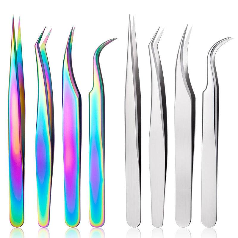 Stainless Steel Grafting Eyelash Aid Tweezers - Mubimart