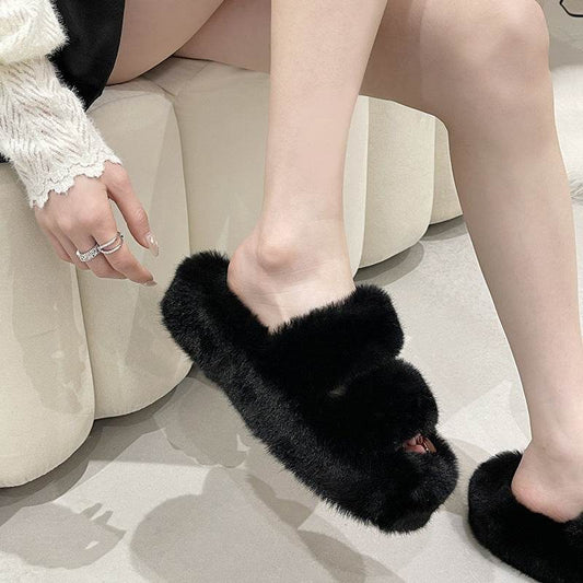 Thick Soled Wool Slippers For Women - Mubimart
