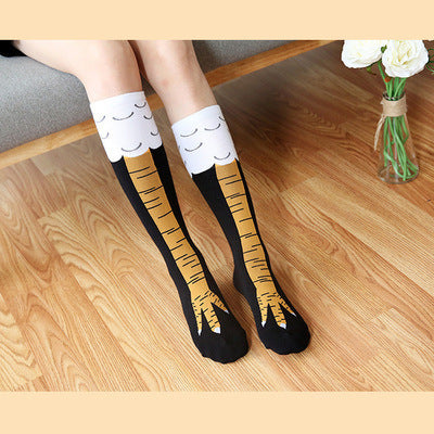 Spring And Autumn Knee Socks Funny Chicken Socks - Mubimart - Knee high socks 