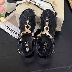 Sommer Flip-Flops mit Schnalle im Bohemian-Stil Flip-Flops Flache Sandalen