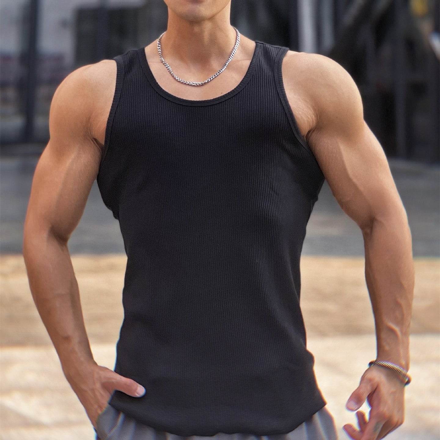 Men's Fashion Sleeveless Slim Fit Stretch Undershirt - Mubimart