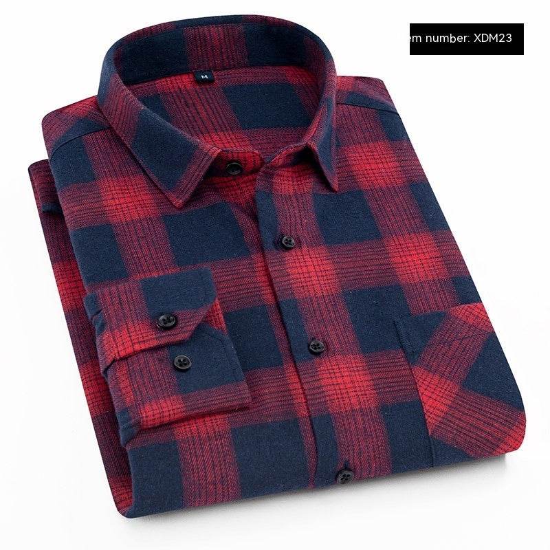 Men's Casual Flannel Long-sleeved Shirt - Mubimart