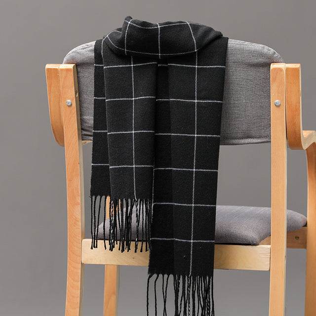 Mens And Girls Neckwear Cashmere Check Childrens Scarf - Mubimart