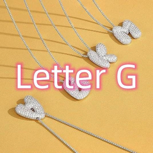 Brass Zircon Balloon English Letter Necklace - Mubimart
