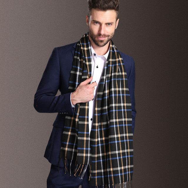New Europe Fashion Shawl Scarves Men Winter Warm Tartan - Mubimart