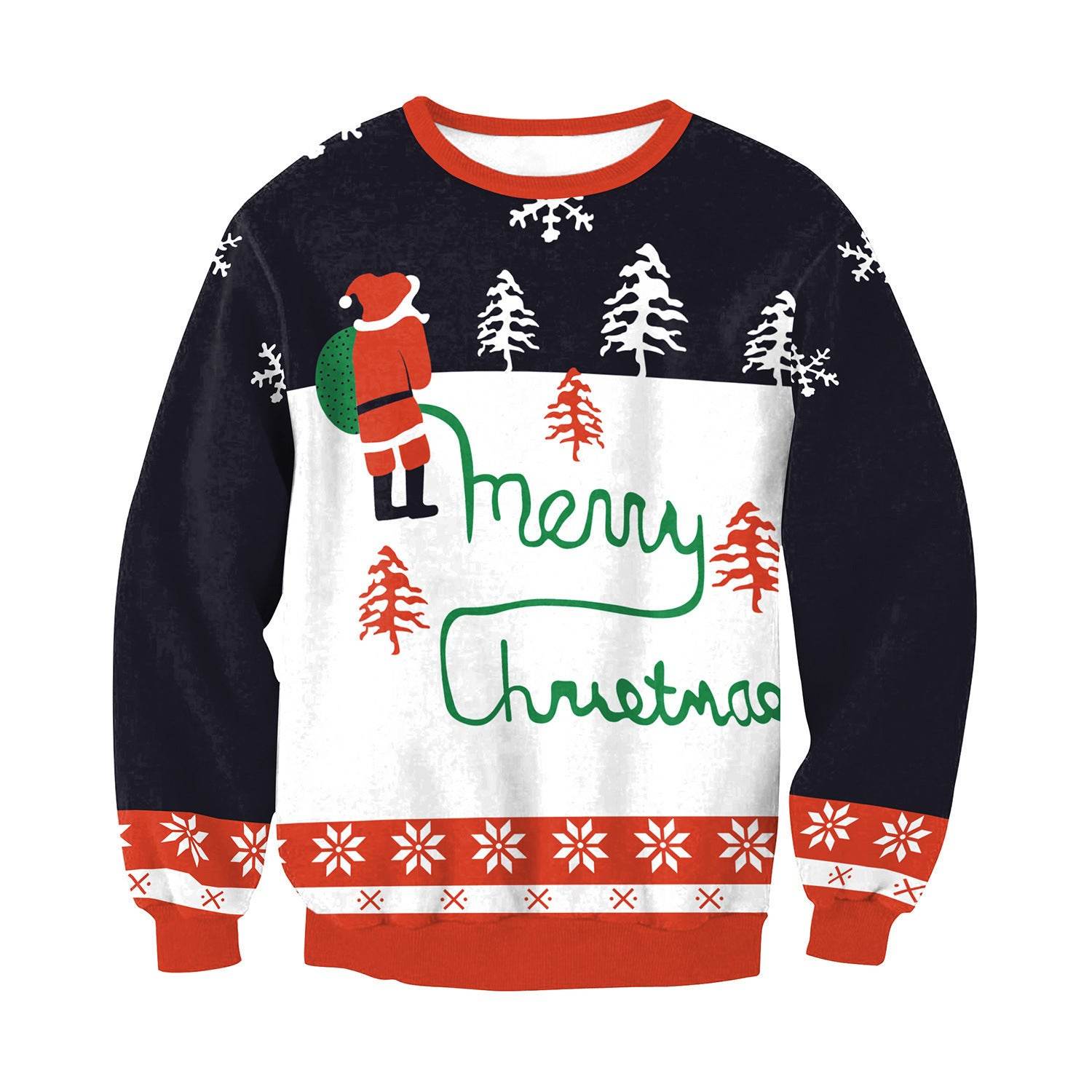 Autumn Winter Fashion Ugly Christmas Sweater Santa Elf Funny Pullover Womens Mens Print Sweaters Tops Clothing - Mubimart