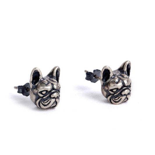 Dark Series S925 Silver Retro Stereo Animal Earrings For Men And Women Tiger Rabbit Shapi Dog Hairless Cat Earrings - Mubimart