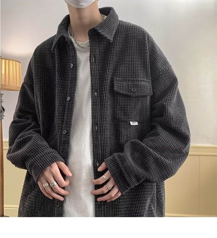Corduroy Shirt Men's Warm Jacket Casual Shirt - Mubimart