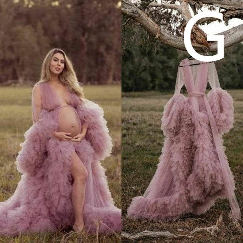 Long Tulle Robe For Pregnant Women - Mubimart