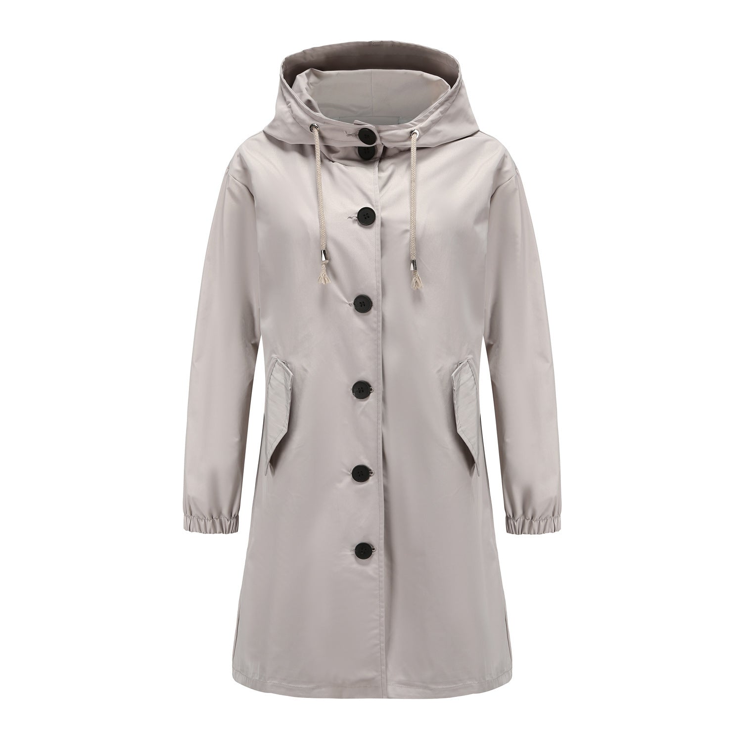 Anorak Damen Lässiger Langer Mantel Trenchcoat