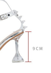 Transparent Rivet High Heels Ankle-strap Stilettos Crystal Heel