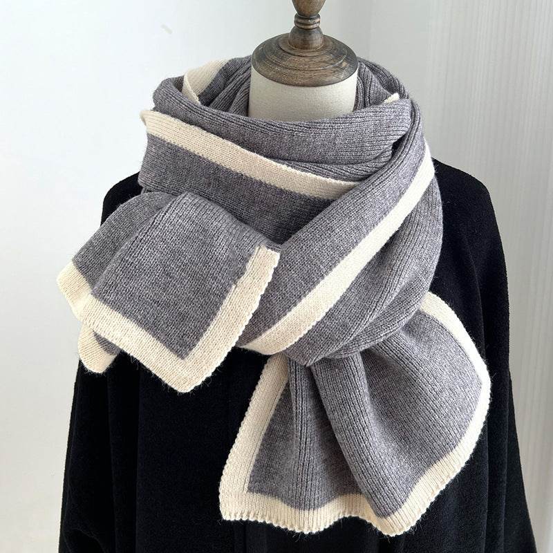 Color Matching Scarf Knitted Wool Scarf - Mubimart